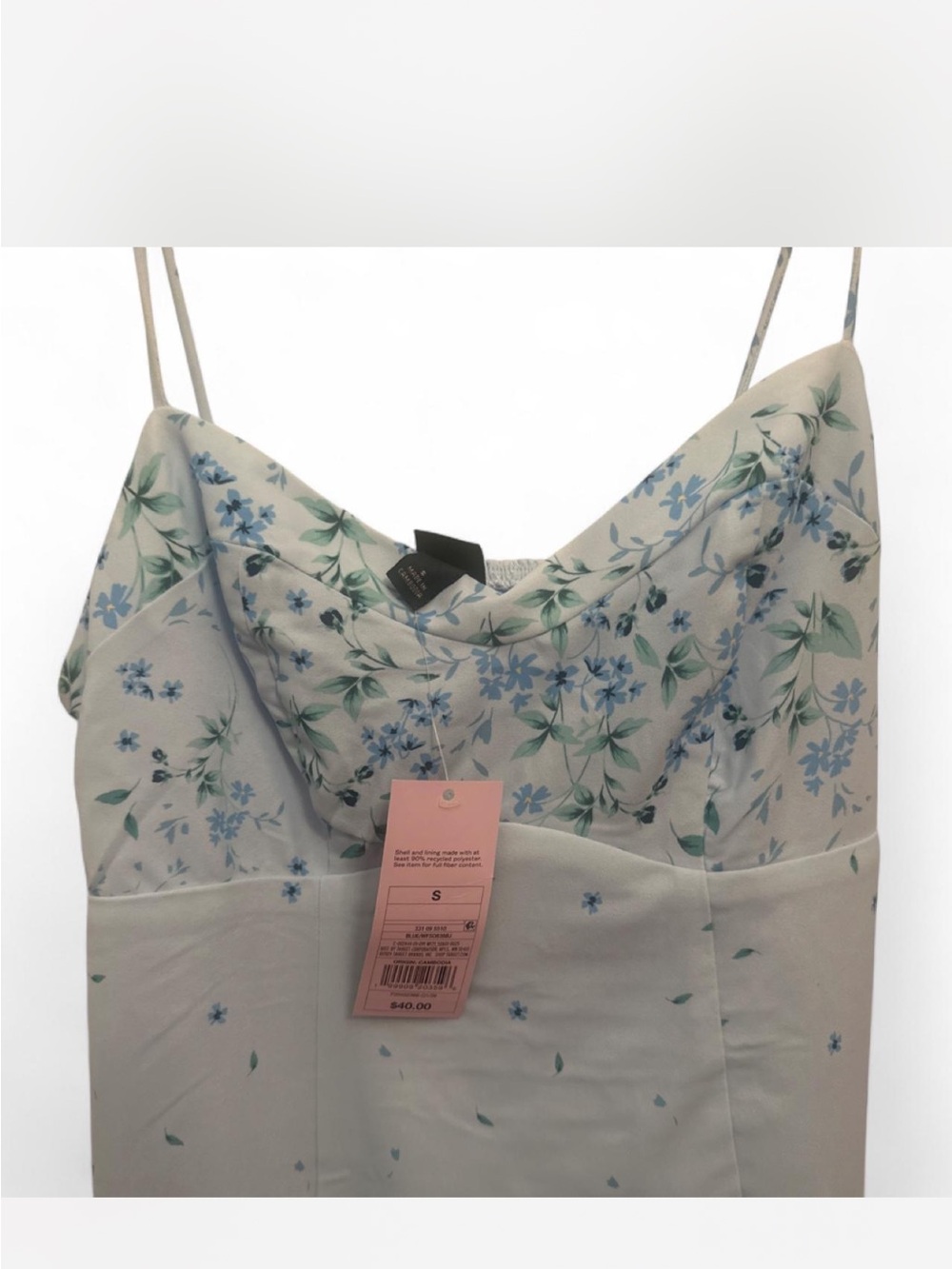 Target Cream Floral Slip Dress with Blue & Green Print